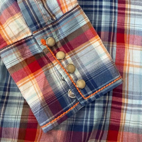 Roper Western Plaid Snap Shirt Women’s Medium Pearl Snap Long Sleeve Rodeo - Picture 7 of 10